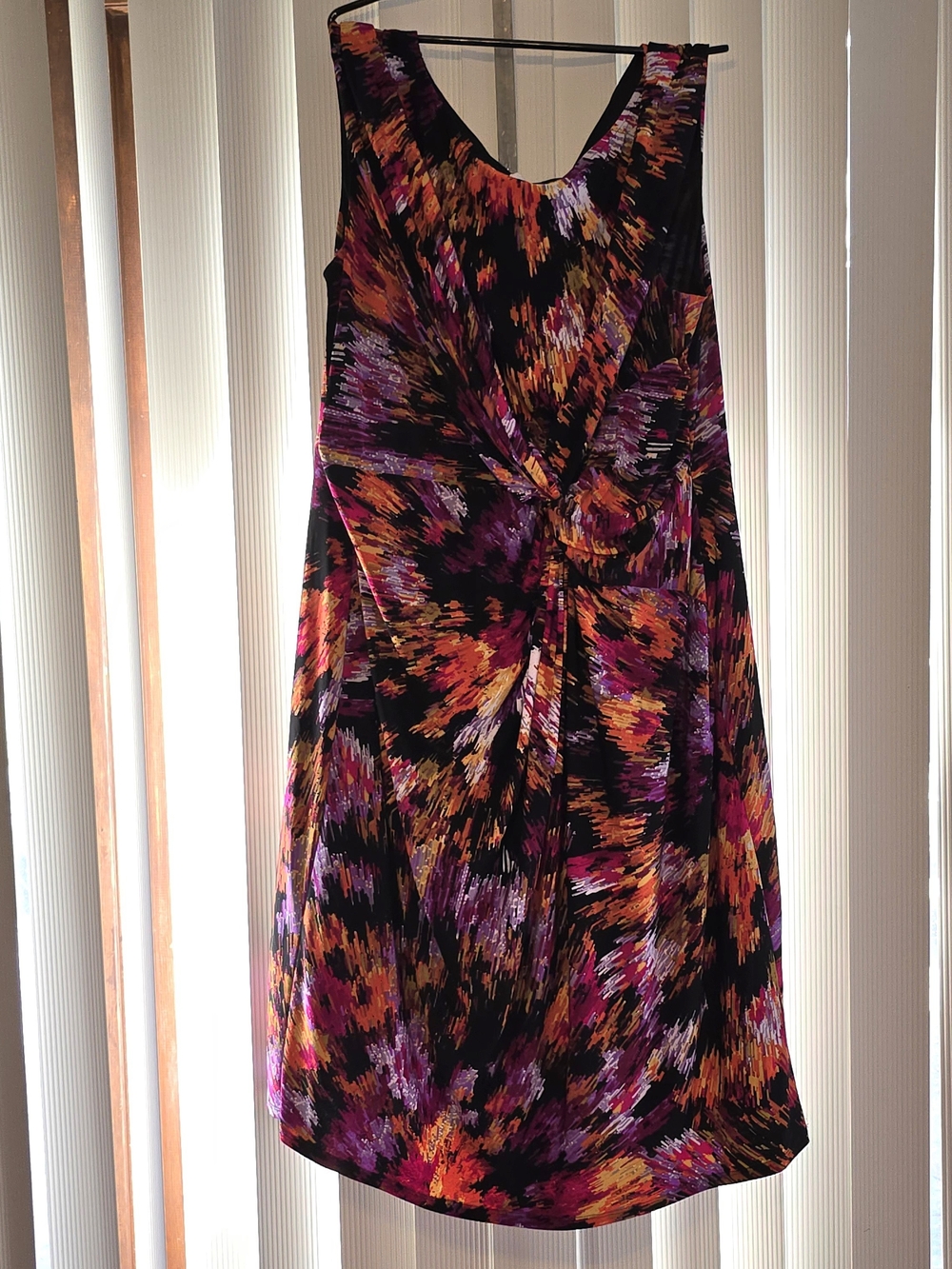9&Co Plus Size 20W Abstract Floral Knot Front Dress Pink Purple Orange